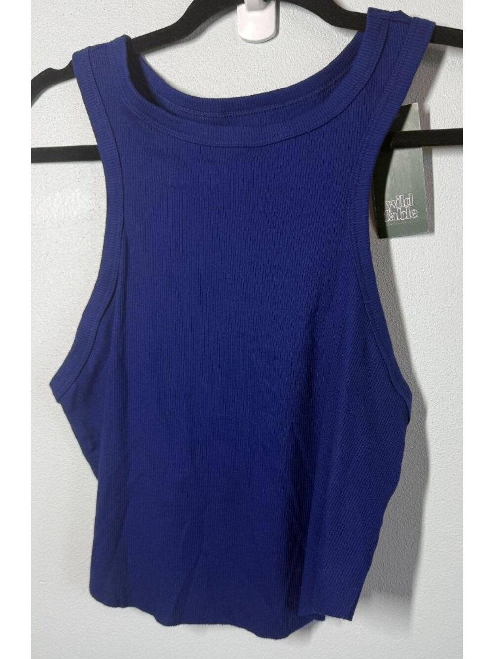 NWT Wild Fable Womens Cropped Ribbed Tank Cobalt Blue XXL Scoop Neck Fitted - Picture 2 of 9